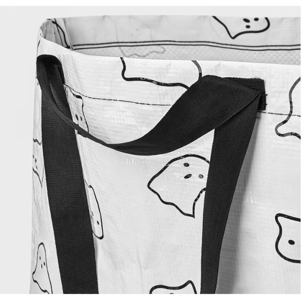 Ikea KUSTFYR Shopping Bag Tote Large White/Black Ghost Halloween! - Picture 4 of 5